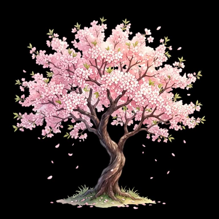 A flowering sakura tree covered in pink blossoms